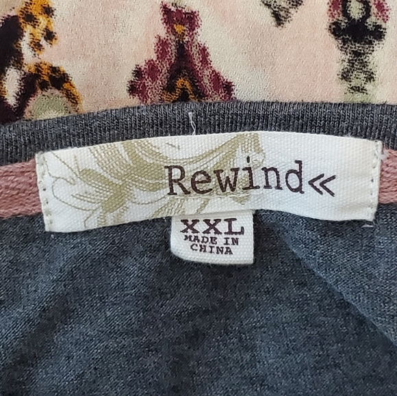 Rewind Printed Mixed Media Short Sleeve Top - Picture 6 of 8